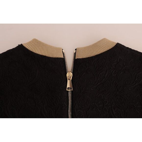 Dolce & Gabbana Black Fairy Tale Brocade Zipper Women's Sweater